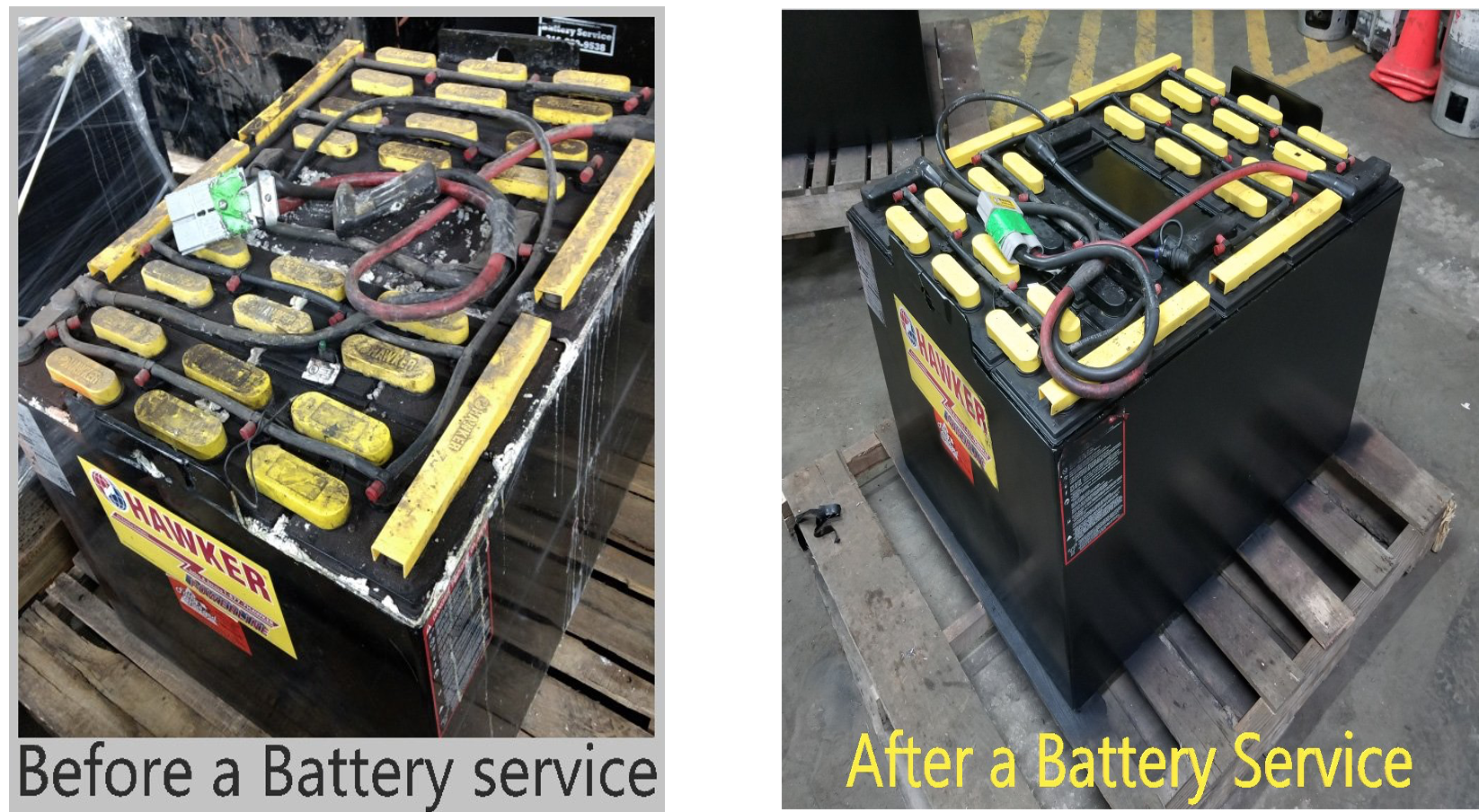 Before and after battery service