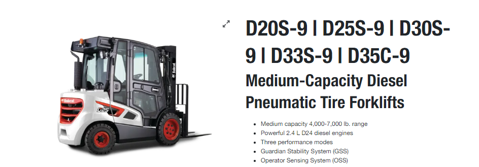 D20S-9 | D25S-9 | D30S-9 | D33S-9 | D35C-9 Medium-Capacity Diesel Pneumatic Tire Forklifts